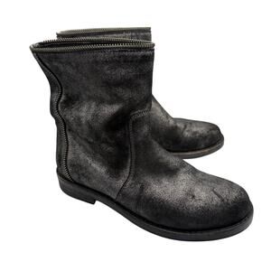 Eileen Fisher Booties Womens 6 Black Silver Metallic Suede Grunge Goth Witchy
